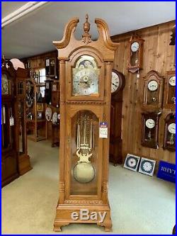 Hermle 41376 Solid OAK Grandfather Clock German Triple Chime Floor 85.5 Tall