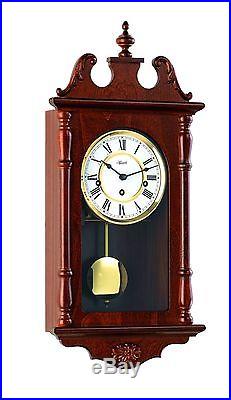 Hermle Anne Quartz Regulator Pendulum Wall Clock- Walnut- Westminster Chimes