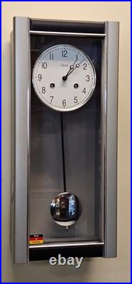 Hermle Gavin Comtemporary Wall Clock in Silver Finish Key Wind 71003-L10141