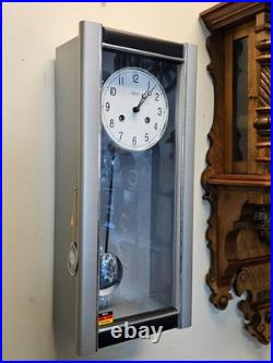 Hermle Gavin Comtemporary Wall Clock in Silver Finish Key Wind 71003-L10141