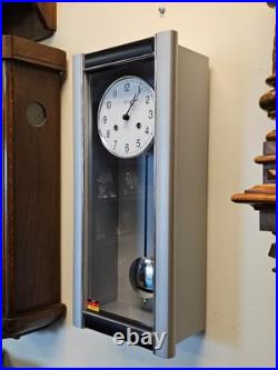 Hermle Gavin Comtemporary Wall Clock in Silver Finish Key Wind 71003-L10141