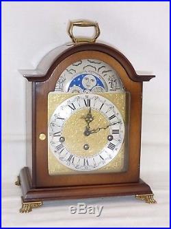 Hermle London Clock Co Walnut Westminster Chime + Moonphase Mantle Bracket Clock