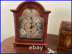 Hermle Westminster Chime Mantel Clock in walnut vgc (Recently Serviced) 8 day