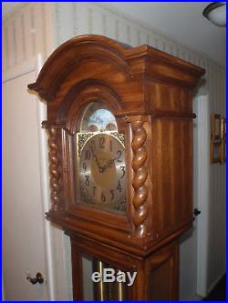 Herschede Westminster Chime Grandfather Clock Stunning Wood Grains & Scrolling