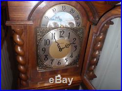 Herschede Westminster Chime Grandfather Clock Stunning Wood Grains & Scrolling