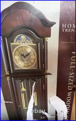 Home Trends Full-Size Wooden Grandfather Clock Cherry Finish Westminster Chime