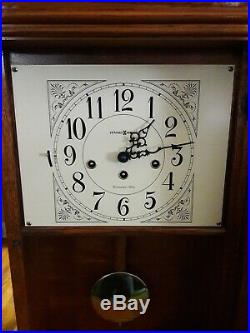 Howard Miller 613-108 Westminster Chimes Wall Clock Oak Key Wound. Retail $1,049