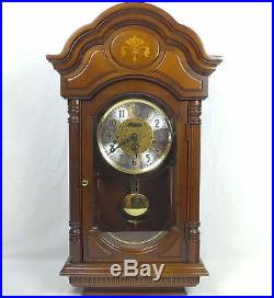 Howard Miller 613-302 Wall Clock Westminster Triple Chime Cherry Inlaid Wood