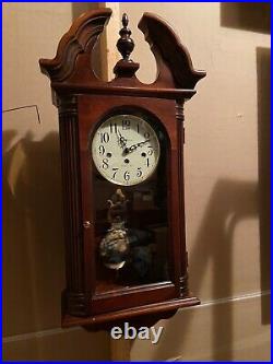 Howard Miller 613-653 Wall Clock Cherry 8 Day Key Wound Hermle Westminster Chime