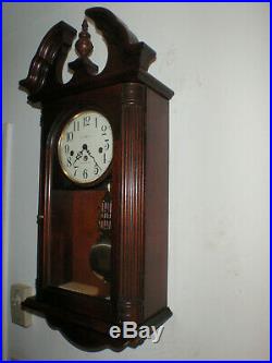 Howard Miller 613-653 Wall Clock Cherry 8 Day Key Wound Hermle Westminster Chime