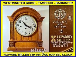 Howard Miller 630-194 Westminster Chime Tambour Barrister Mantel Clock Ael01 Key