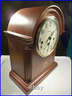 Howard Miller 8 Day Barrister Mantle Shelf Clock Westminster Chimes Inlay Wood