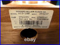 Howard Miller 8 Day Barrister Mantle Shelf Clock Westminster Chimes Inlay Wood