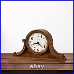 Howard Miller Anthony Mantel Clock Elegant Wooden Tambour Design with Burl Ven