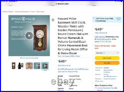 Howard Miller Eastmont Dual Chime Wall Clock #620-154 Excellent Condition