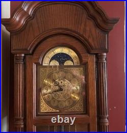 Howard Miller Grandfather Clock 78 Oak Moon Phase 3 Weight Cable Driven