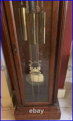 Howard Miller Grandfather Clock 78 Oak Moon Phase 3 Weight Cable Driven