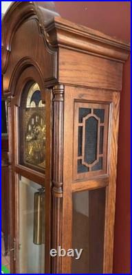 Howard Miller Grandfather Clock 78 Oak Moon Phase 3 Weight Cable Driven