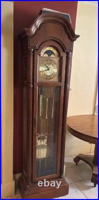 Howard Miller Grandfather Clock 78 Oak Moon Phase 3 Weight Cable Driven