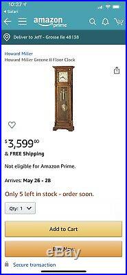 Howard Miller Greene Grandfather Clock Floor Clocks 610-804 Westminster Chime