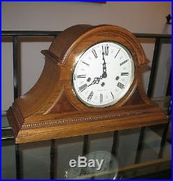Howard Miller Key Wind 8 Day Westminster Chime Mantle Clock German Mvt Oak Case