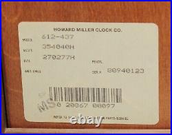 Howard Miller Key Wound Mantel Clock 612-437 Hermle 340-020 Westminster 1/4 Hour