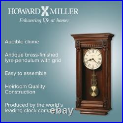 Howard Miller Lewisburg Wooden Wall Clock Lyre Pendulum & Westminster Chime An