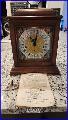 Howard Miller Mantle Clock 612-429 Triple Chime Key Wind #1050-20 withKey & Papers