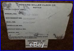 Howard Miller Model 612-533 Westminster Chime Regulator Wall Clock Oak Cabinet