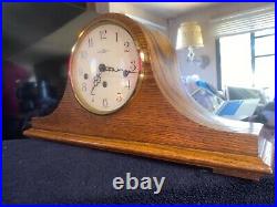 Howard Miller Quarter Hour Strike Oak Mantle Clock With Key Excellent