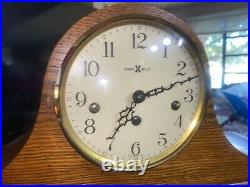 Howard Miller Quarter Hour Strike Oak Mantle Clock With Key Excellent