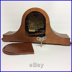 Howard Miller / Red Oak Tambour Style Case Westminster Chime Mantel Clock