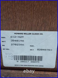 Howard Miller Samuel Watson Mantel Clock 612-429 Triple Chime WORKING With Key