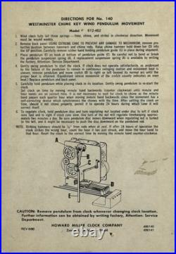 Howard Miller Wall Clock Model 612-462 Westminster Chime Fully Serviced Howard Miller Wall Clock Model 612-462 Westminster Chime Fully Serviced