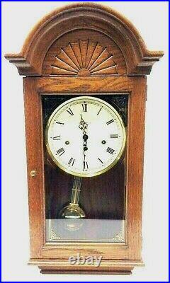 Howard Miller Wall Clock Solid Oak Key Wound Westminster Chimes Works Perfectly