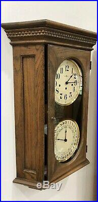 Howard Miller Westminster Chime Calendar Wall Clock Works #612-545 Double Dial