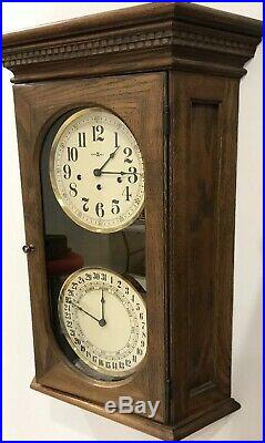 Howard Miller Westminster Chime Calendar Wall Clock Works #612-545 Double Dial