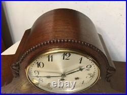 Huge Antique Junghans Westminster Chime Mantle Clock Art Deco Carved Superb Case