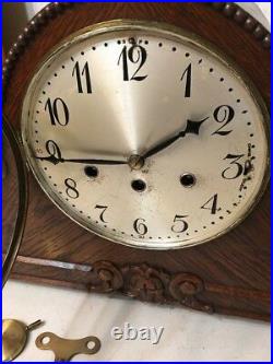 Huge Antique Junghans Westminster Chime Mantle Clock Art Deco Carved Superb Case