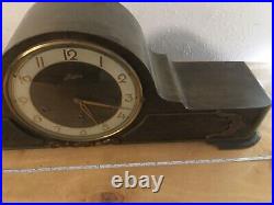 Huge Antique Junghans Westminster Chime Mantle Clock Art Deco Carved Superb Case