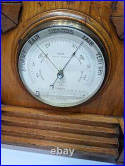 Huge Carved Bracket Clock And Barometer Weather Station Westminster Chime