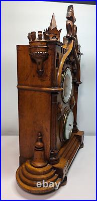 Huge Carved Bracket Clock And Barometer Weather Station Westminster Chime