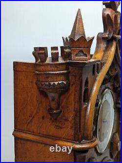 Huge Carved Bracket Clock And Barometer Weather Station Westminster Chime