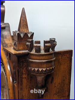 Huge Carved Bracket Clock And Barometer Weather Station Westminster Chime