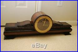 Huge FMS Mauthe vintage Art Deco mantle clock Westminster Chime Germany runs