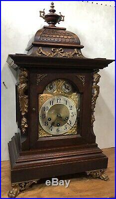 Huge Junghans Westminster German Black Forest Chime Bracket Mantel Table Clock