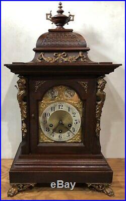 Huge Junghans Westminster German Black Forest Chime Bracket Mantel Table Clock