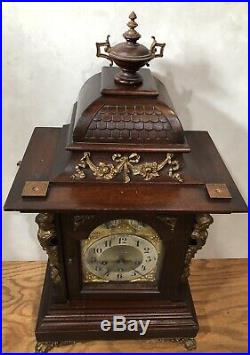 Huge Junghans Westminster German Black Forest Chime Bracket Mantel Table Clock