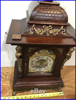 Huge Junghans Westminster German Black Forest Chime Bracket Mantel Table Clock