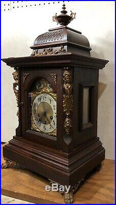 Huge Junghans Westminster German Black Forest Chime Bracket Mantel Table Clock